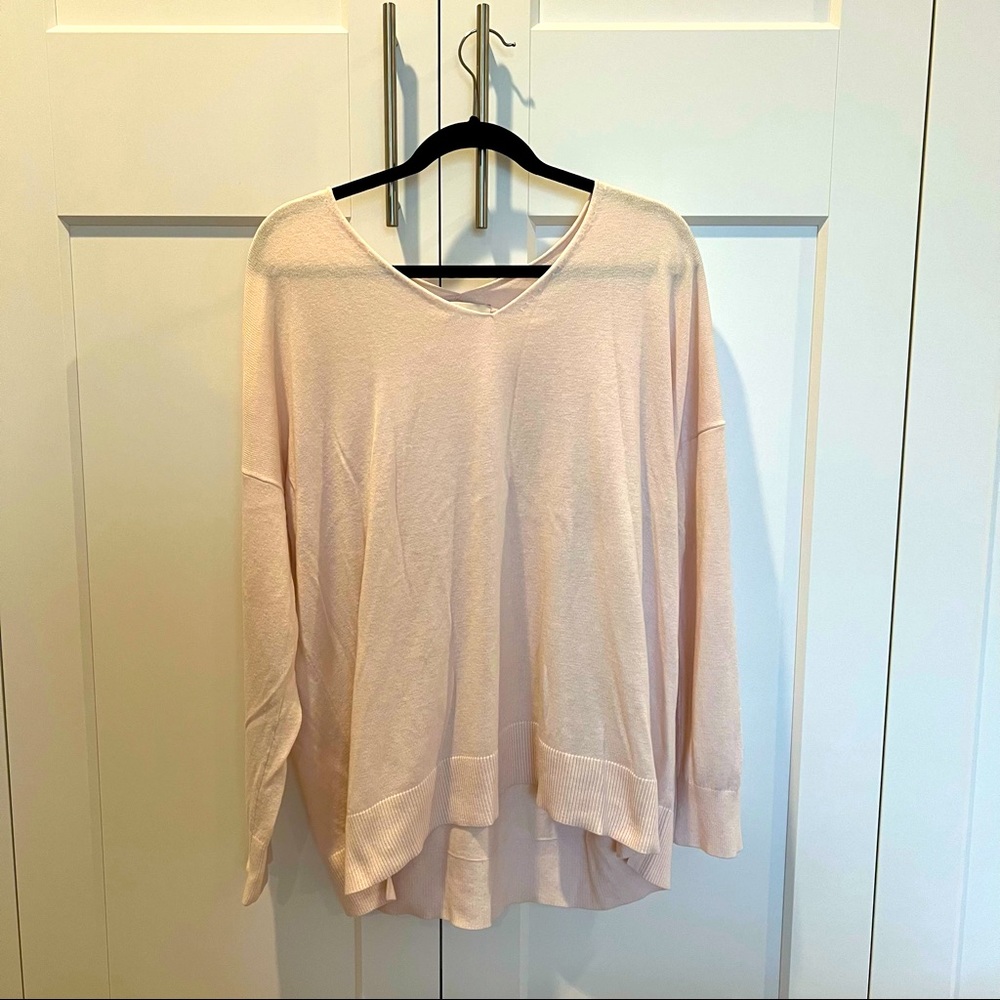 LOFT V Neck Sweater - Pale Pink